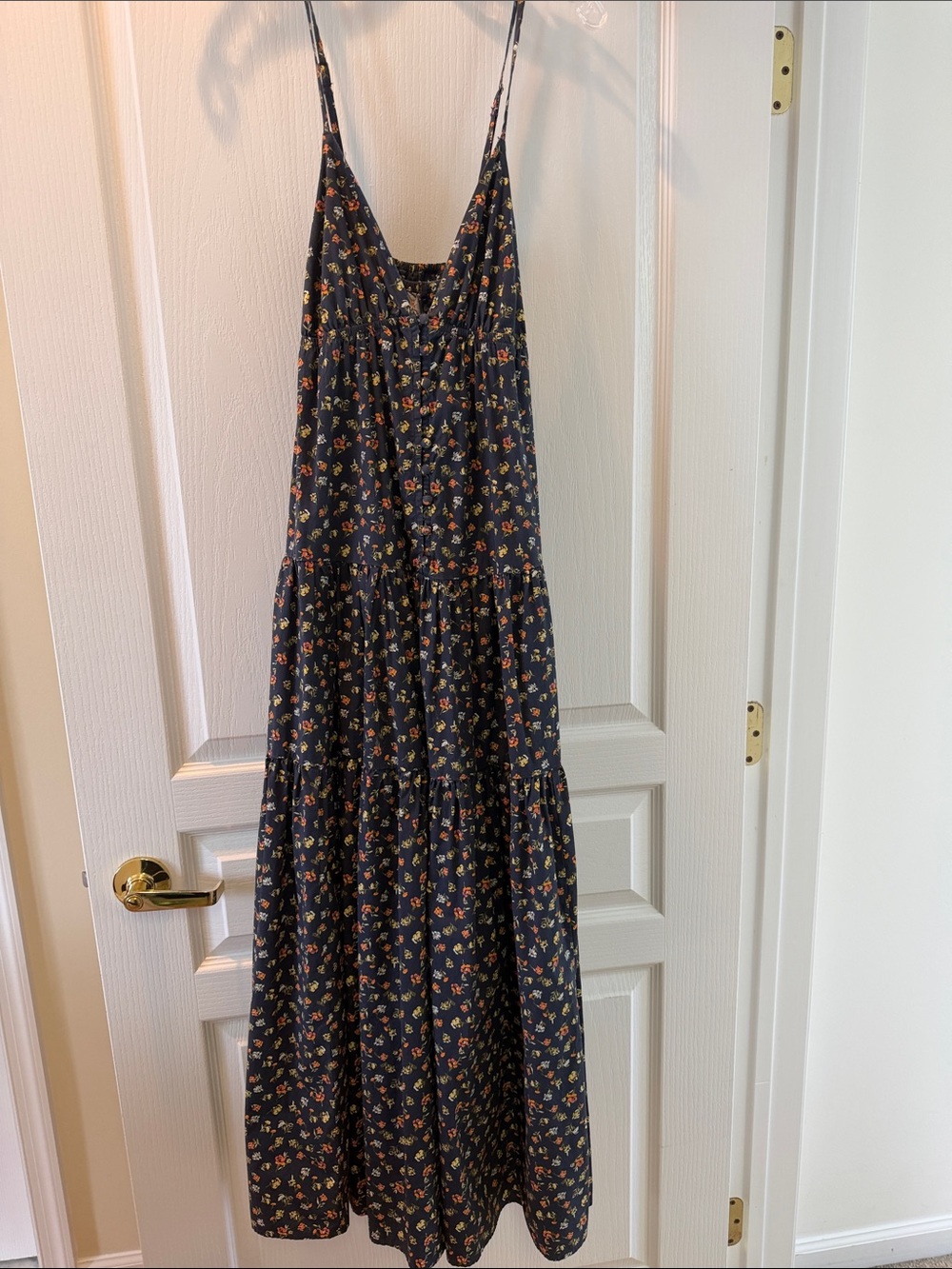 Treasure & Bond Black Maxi Dress with Tiny Floral Print